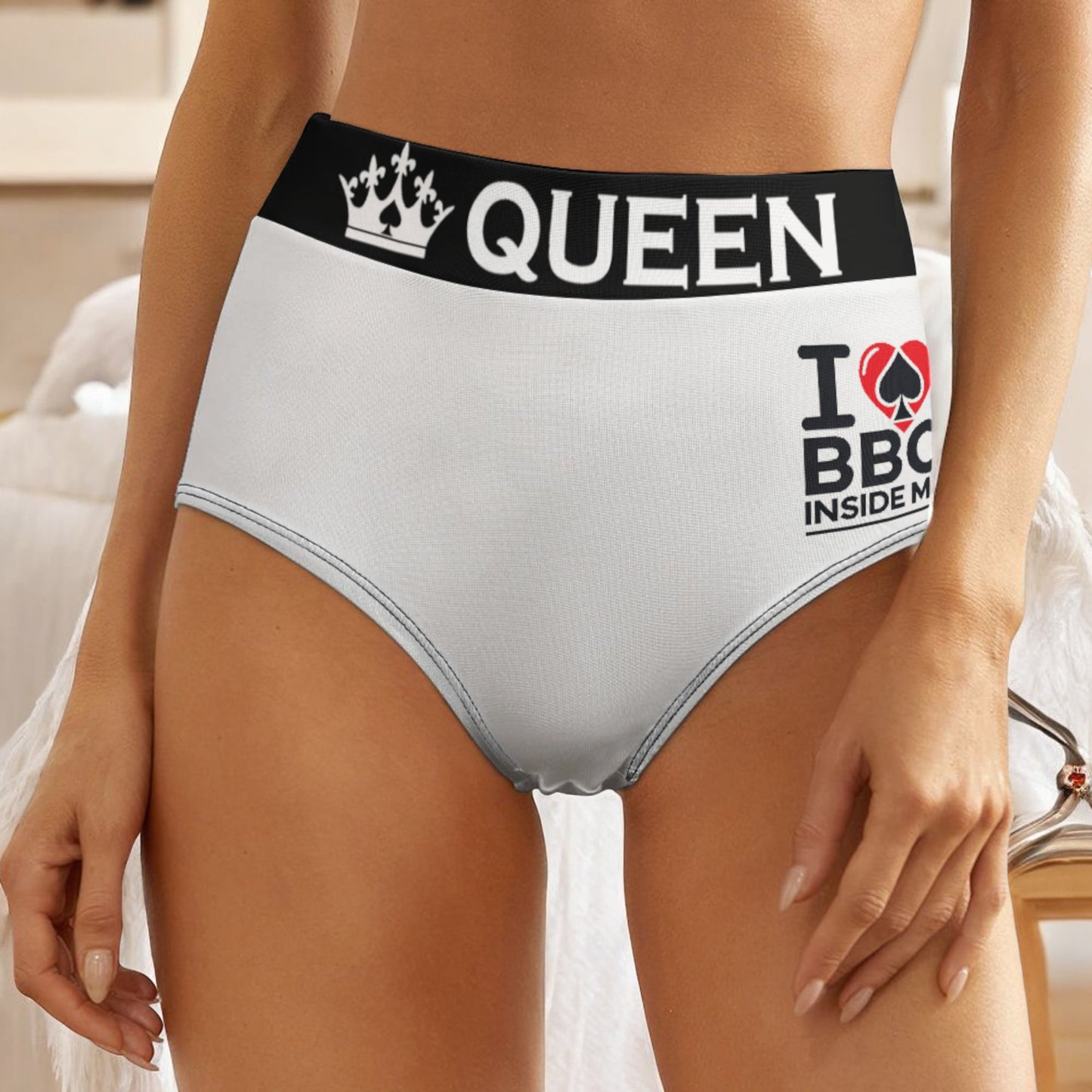 Queen of Spades Panties - Sexy Hotwife Lingerie 'I love BBC Inside Me' - Bold and Passionate Lingerie for Confident Women Seeking Adventure