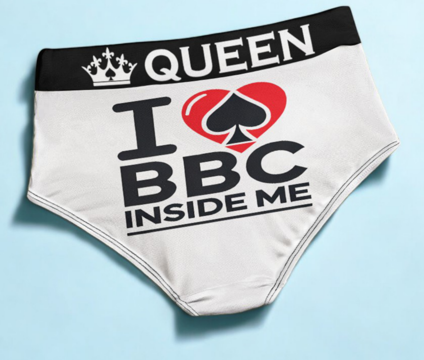 Queen of Spades Panties - Sexy Hotwife Lingerie 'I love BBC Inside Me' - Bold and Passionate Lingerie for Confident Women Seeking Adventure