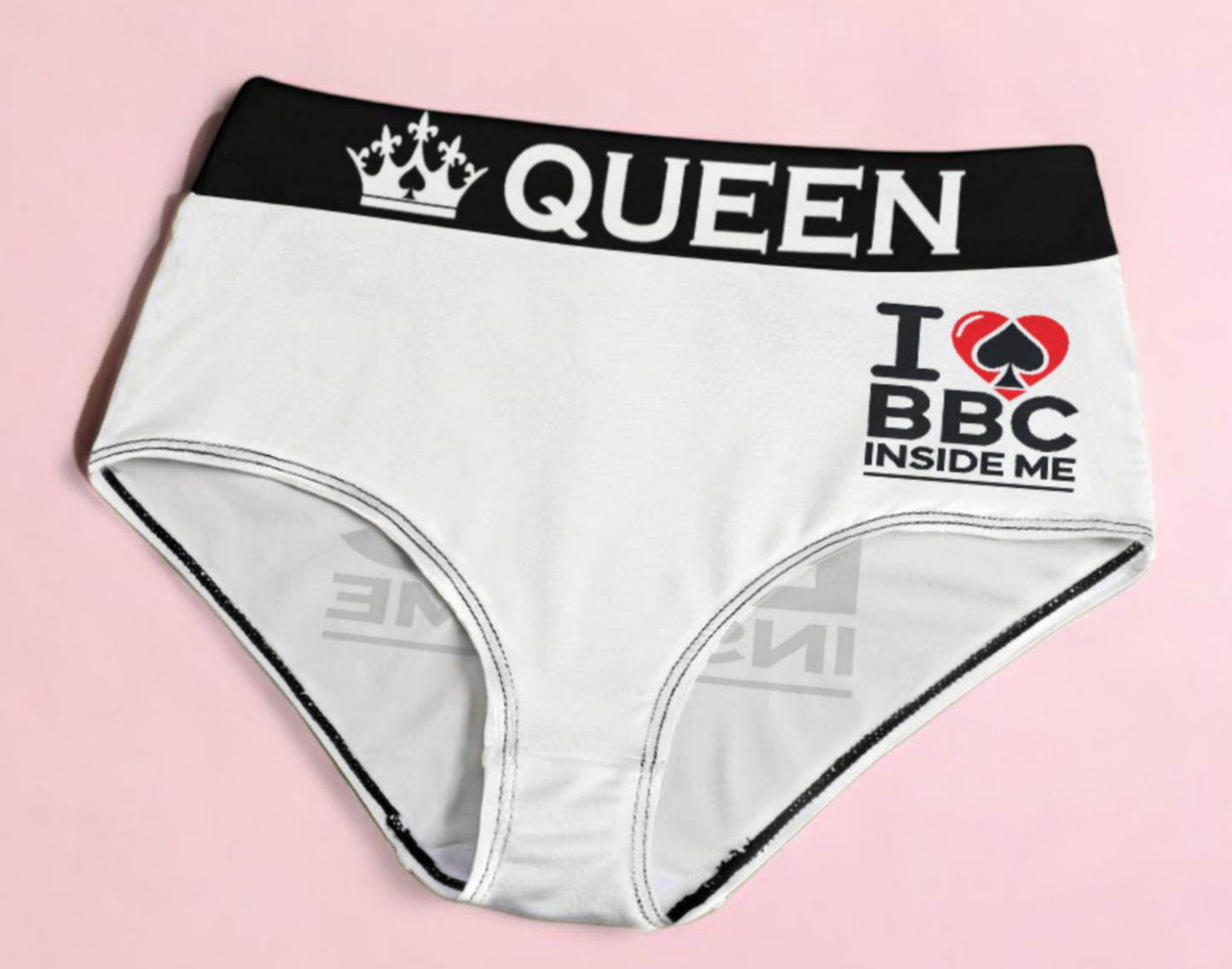 Queen of Spades Panties - Sexy Hotwife Lingerie 'I love BBC Inside Me' - Bold and Passionate Lingerie for Confident Women Seeking Adventure