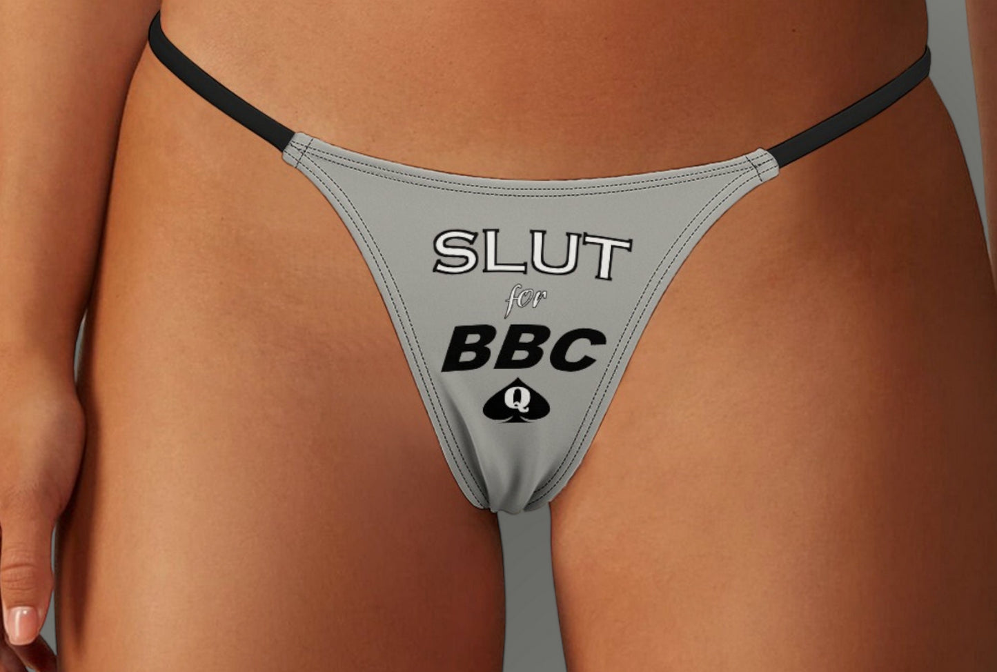 SLUT FOR BBC qos Thong, slut clothing, cuckolding, hotwife panties, qos thong, queen of spades clothing, panties queen of spades