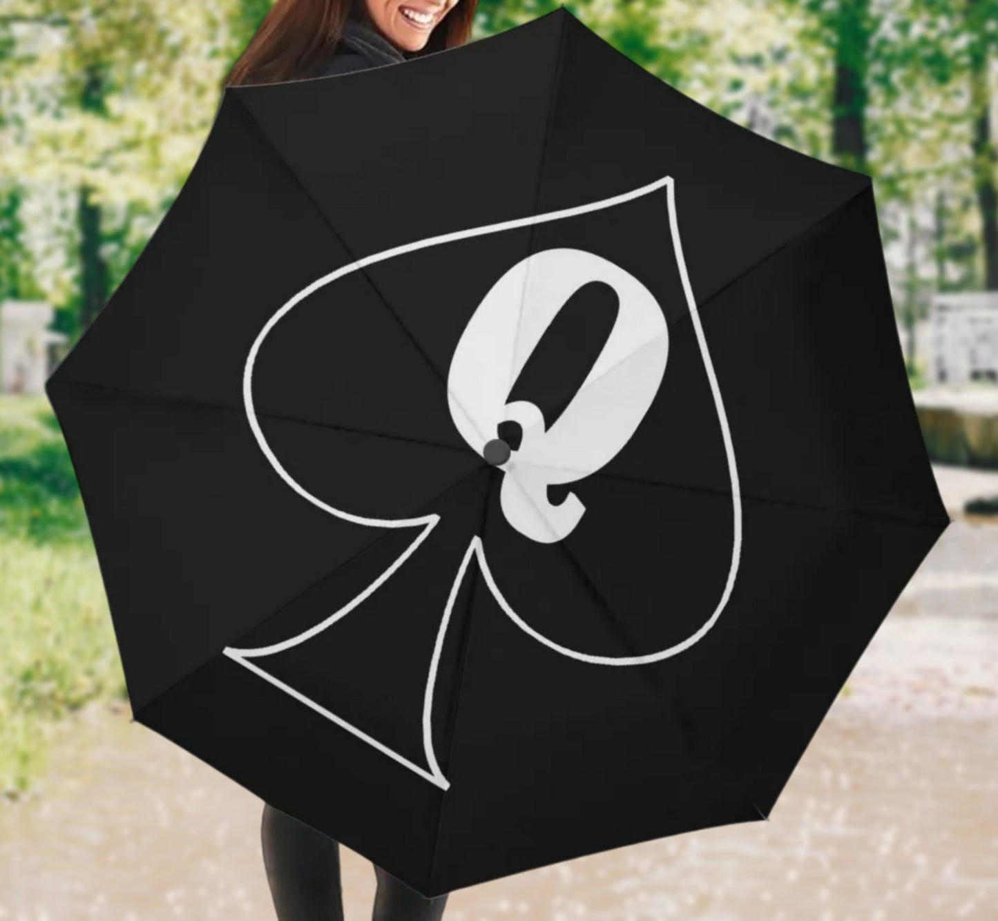 QUEEN OF SPADES umbrella , slut clothing, cuckolding, hotwife umbrella, qos umbrella, queen of spadess clothing, queen of spades, qos, bbc