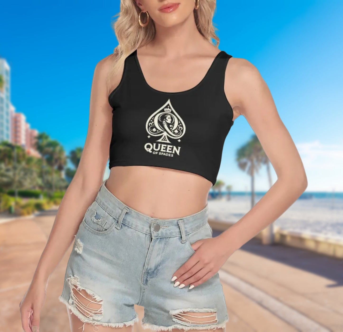 QUEEN OF SPADES, crop Tank Top, queen off spades tshirt, qos t-shirt,t-shirt bbc, Cuckold Womens t-shirt,, slut clothing, large size