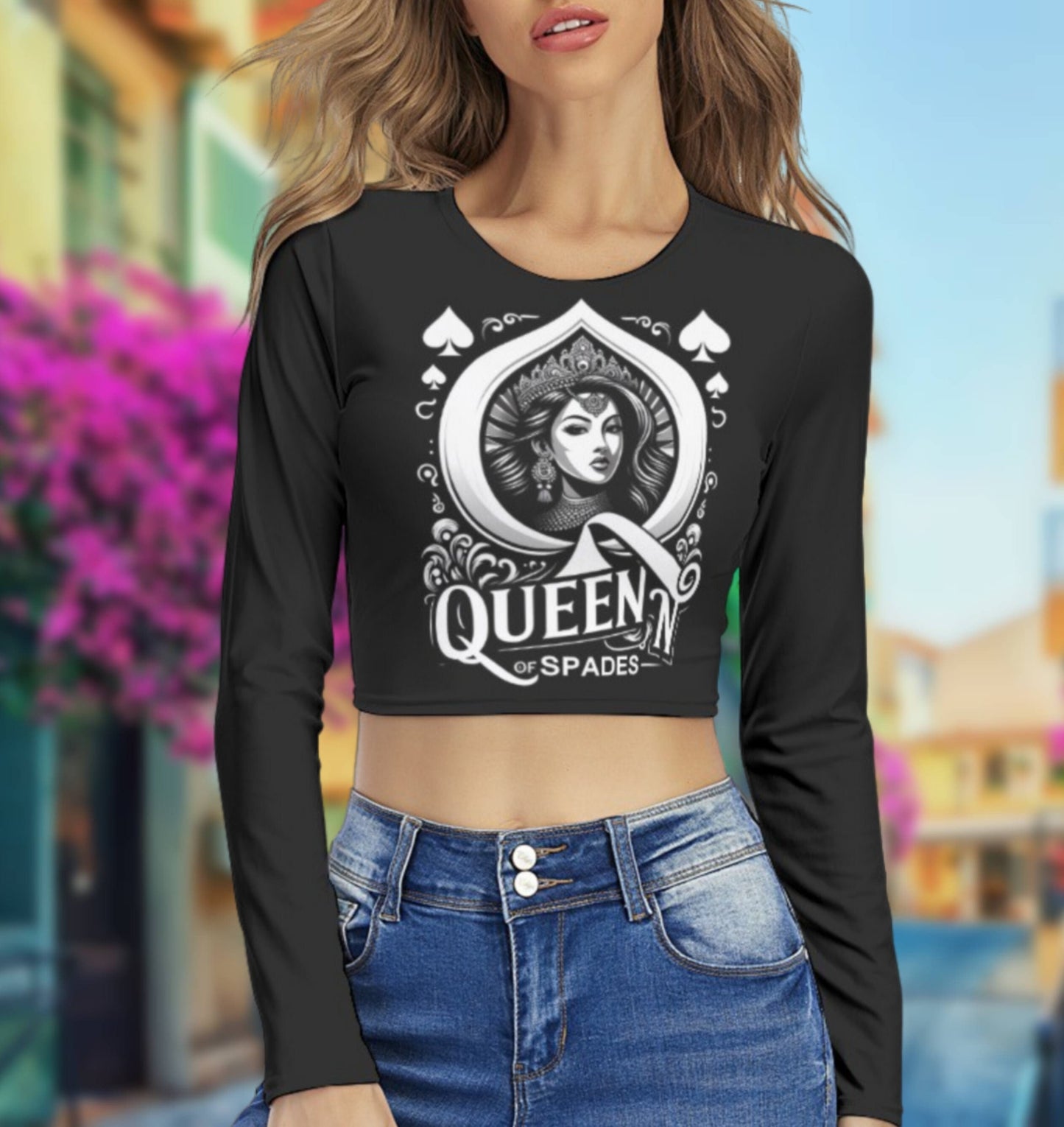 QUENN OF SPADES round Neck Crop Top T-Shirt , queen off spades tshirt, qos t-shirt,bbc, Cuckold Womens t-shirt,, slut clothing, hotwife