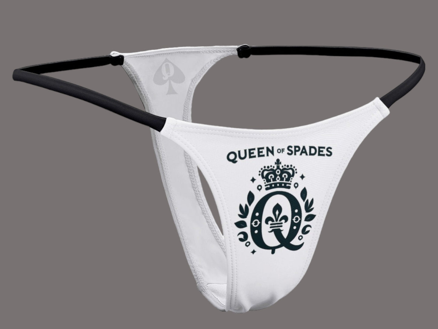 QUEEN OF SPADES  Thong, qos clothing clothing, cuckolding, hotwife panties, naughty  panties, bbc, bbc thong, skut clothing, hotwife