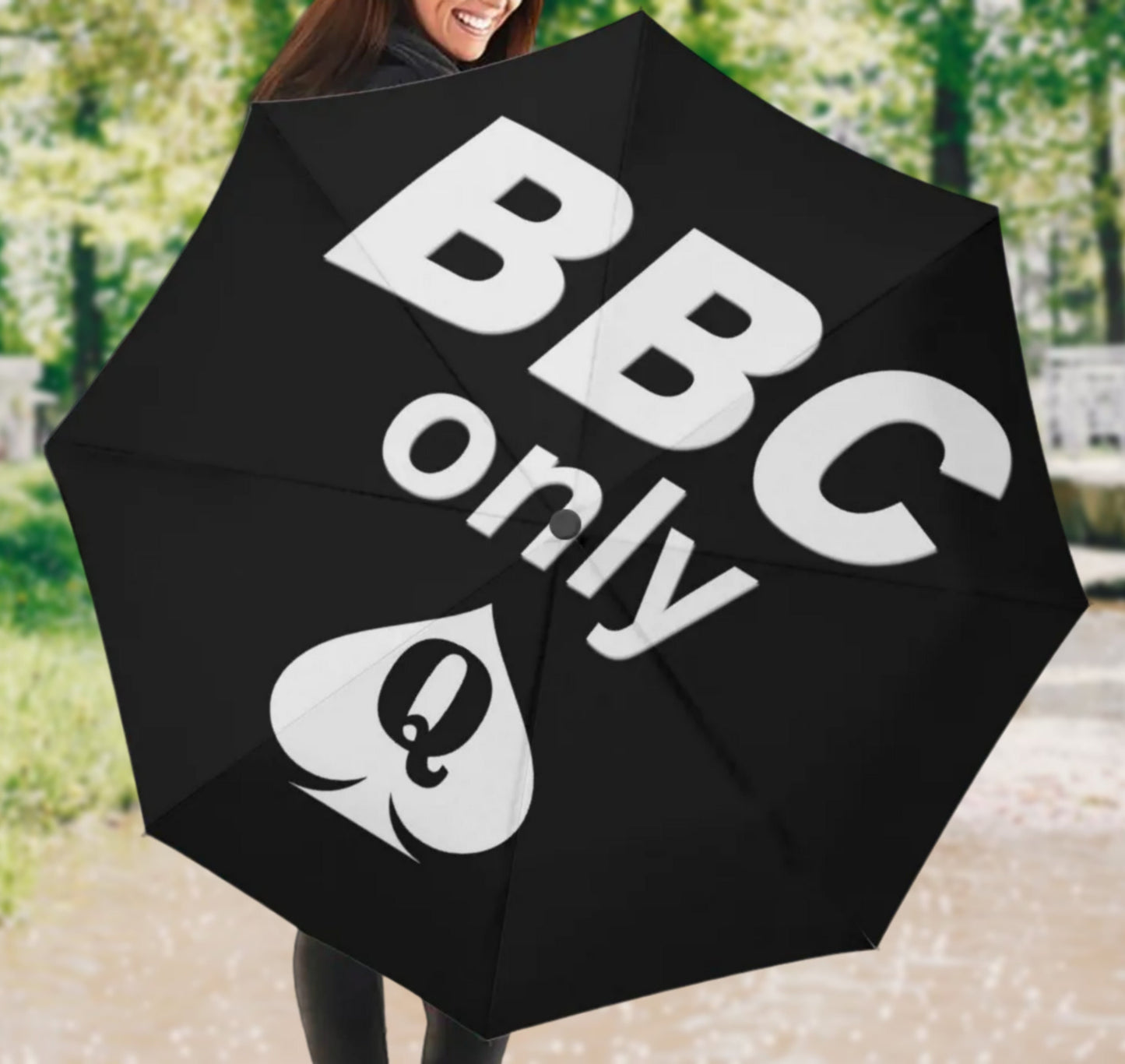 BBC ONLY umbrella , slut clothing, cuckolding, hotwife umbrella, qos umbrella, queen of spadess clothing, queen of spades, qos, bbc,