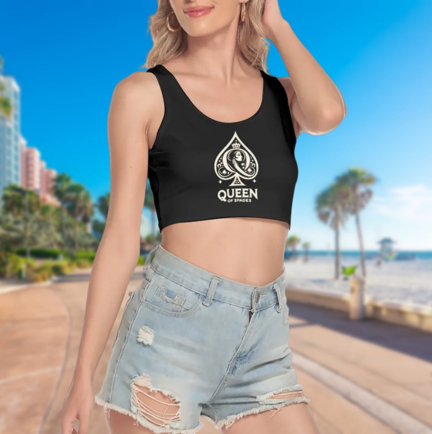 QUEEN OF SPADES, crop Tank Top, queen off spades tshirt, qos t-shirt,t-shirt bbc, Cuckold Womens t-shirt,, slut clothing, large size