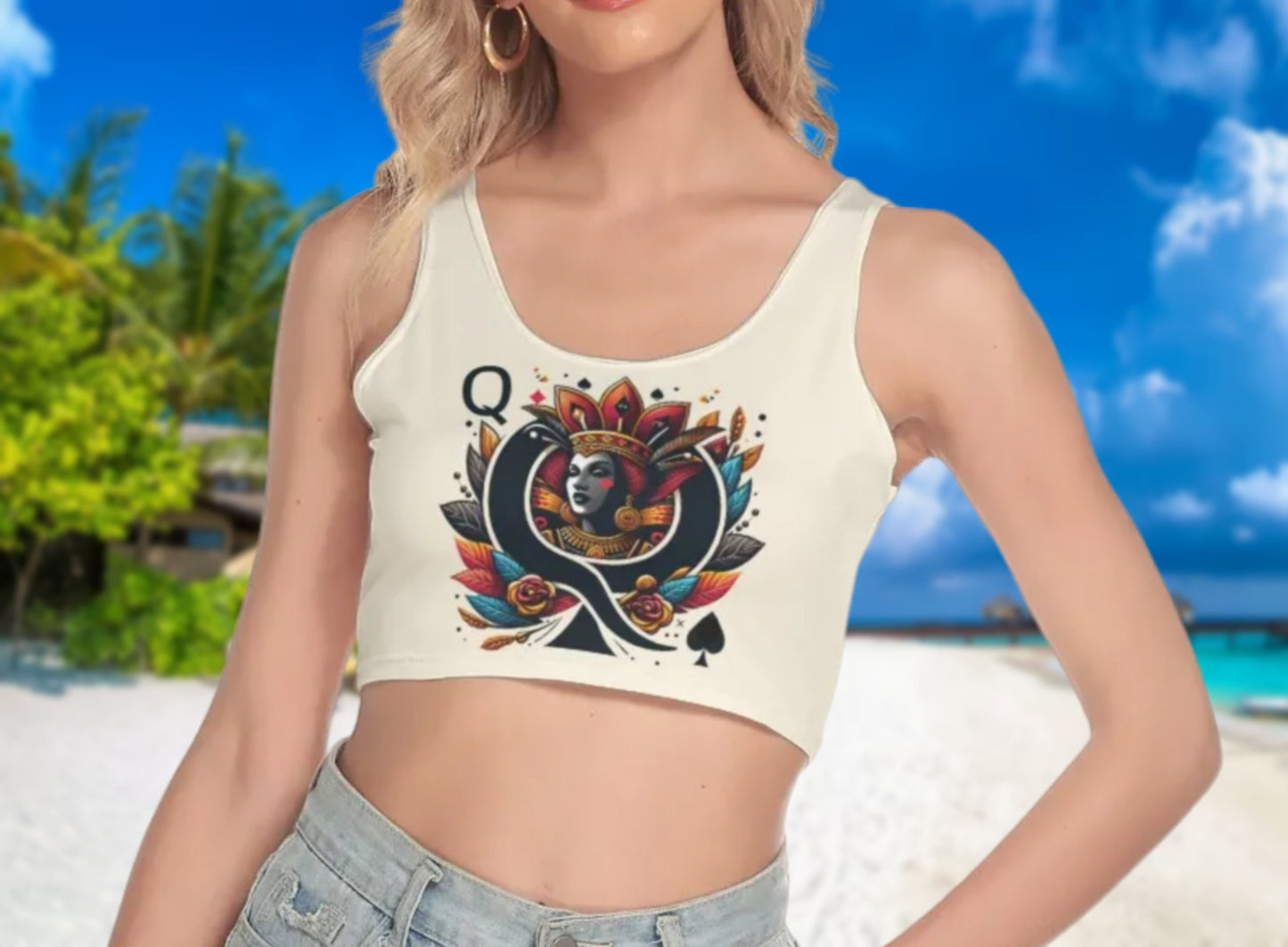 QUEEN OF SPADES, crop Tank Top, queen off spades tshirt, qos t-shirt,t-shirt bbc, Cuckold Womens t-shirt,, slut clothing, large size, qos