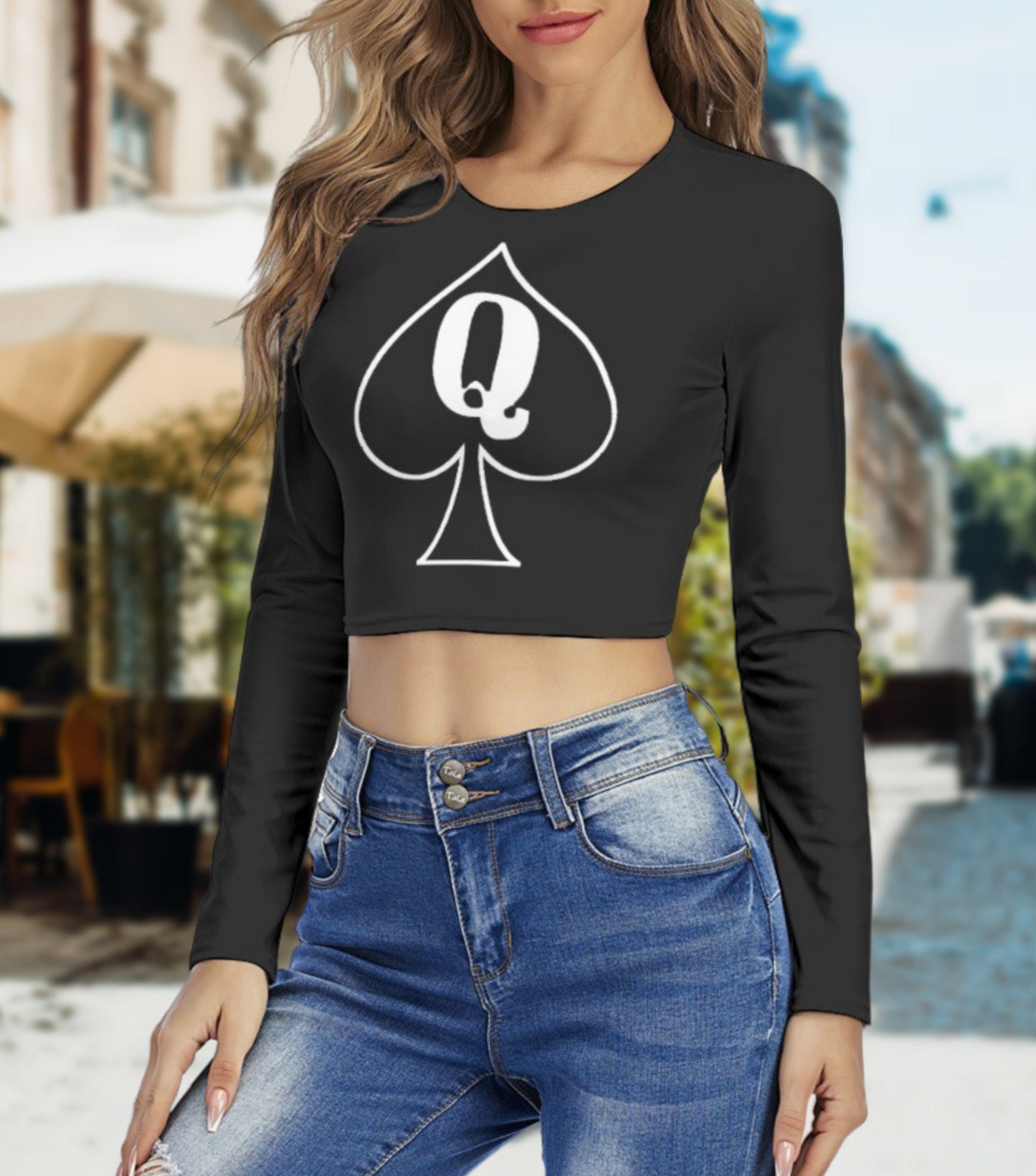 QUENN OF SPADES round Neck Crop Top T-Shirt , queen off spades tshirt, qos t-shirt,bbc, Cuckold Womens t-shirt,, slut clothing