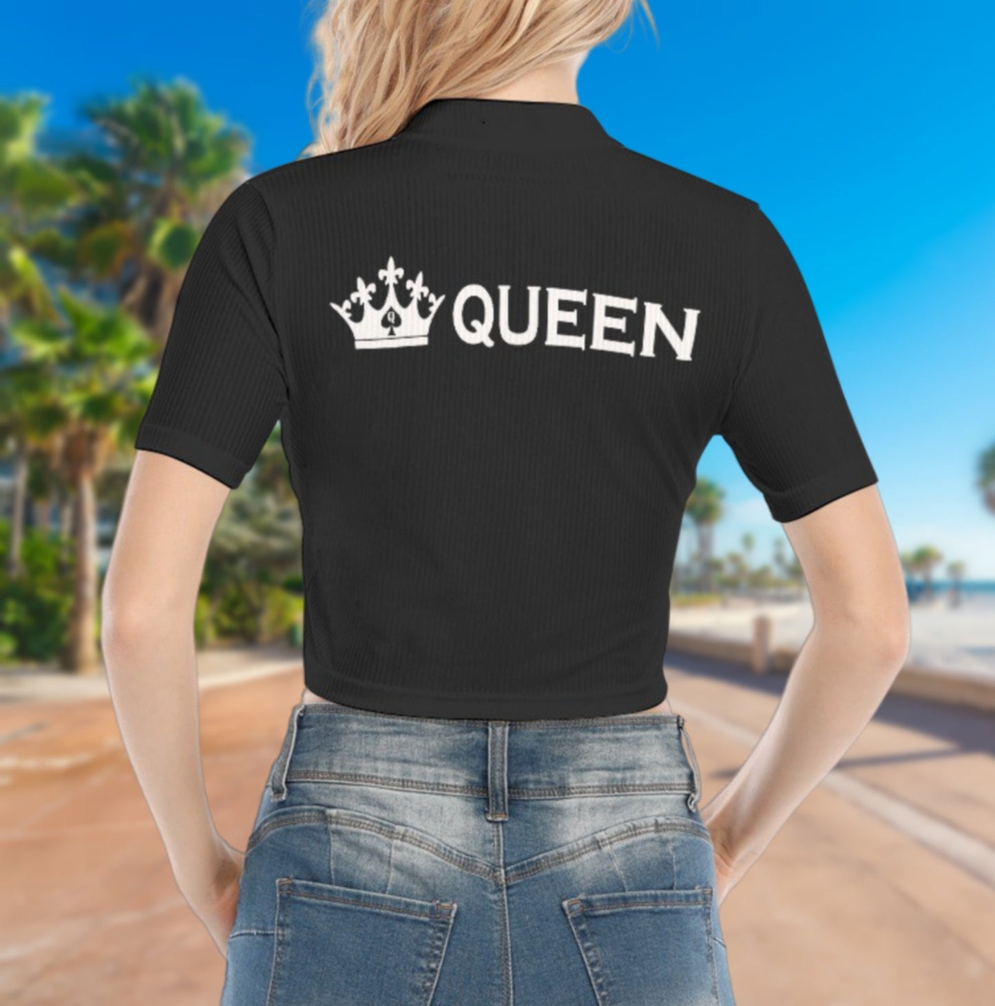 QUEEN OF SPADES Short Sleeve T-shirt With Two-way Zipper, queen off spades tshirt, qos t-shirt,bbc, Cuckold Womens t-shirt,, slut clothing