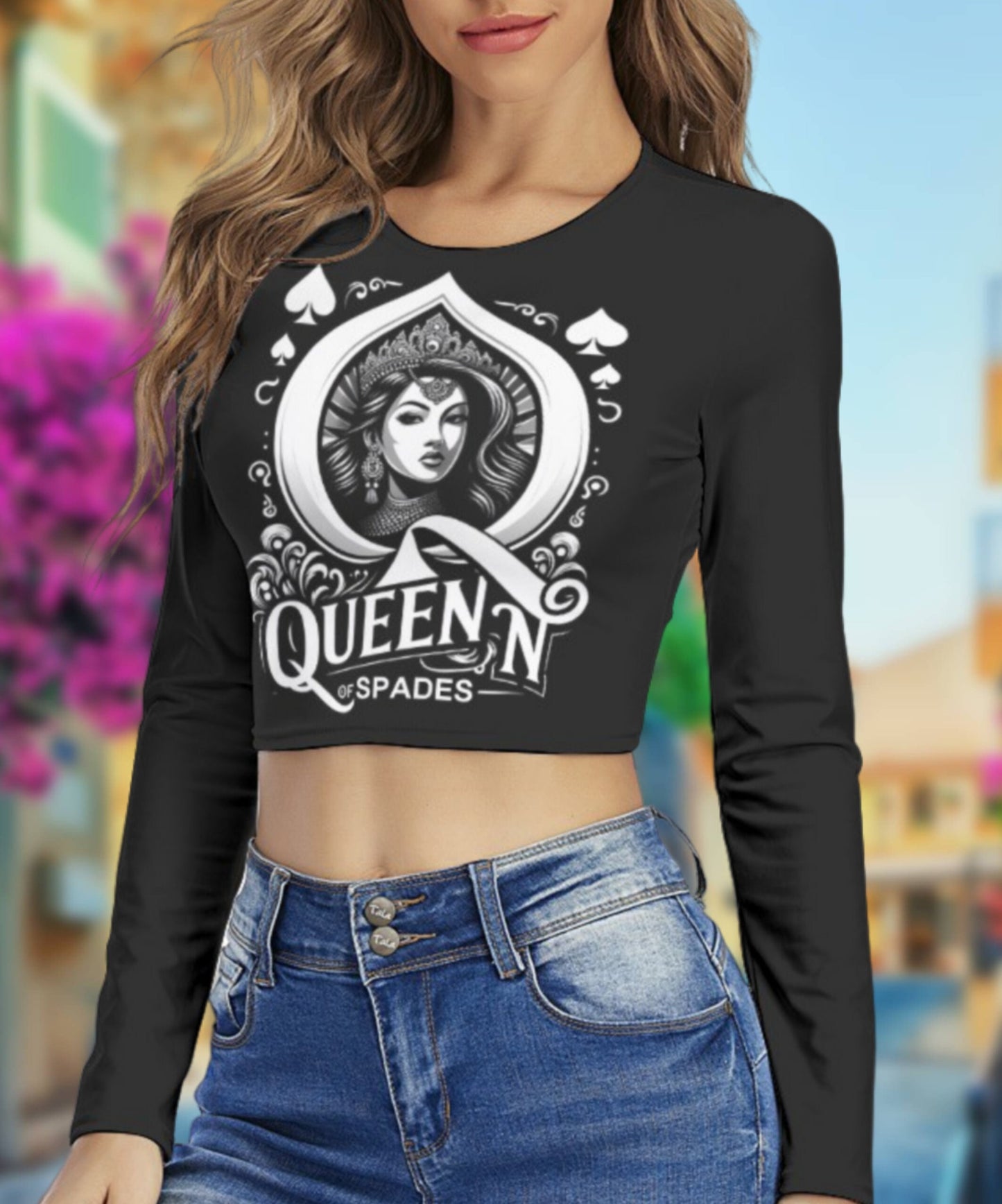 QUENN OF SPADES round Neck Crop Top T-Shirt , queen off spades tshirt, qos t-shirt,bbc, Cuckold Womens t-shirt,, slut clothing, hotwife