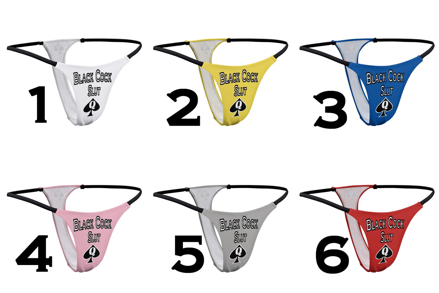 BLACK COOK SLUT Thong, 6 colors, slut clothing, cuckolding,, qos thong, queen of spades clothing, panties queen of spades