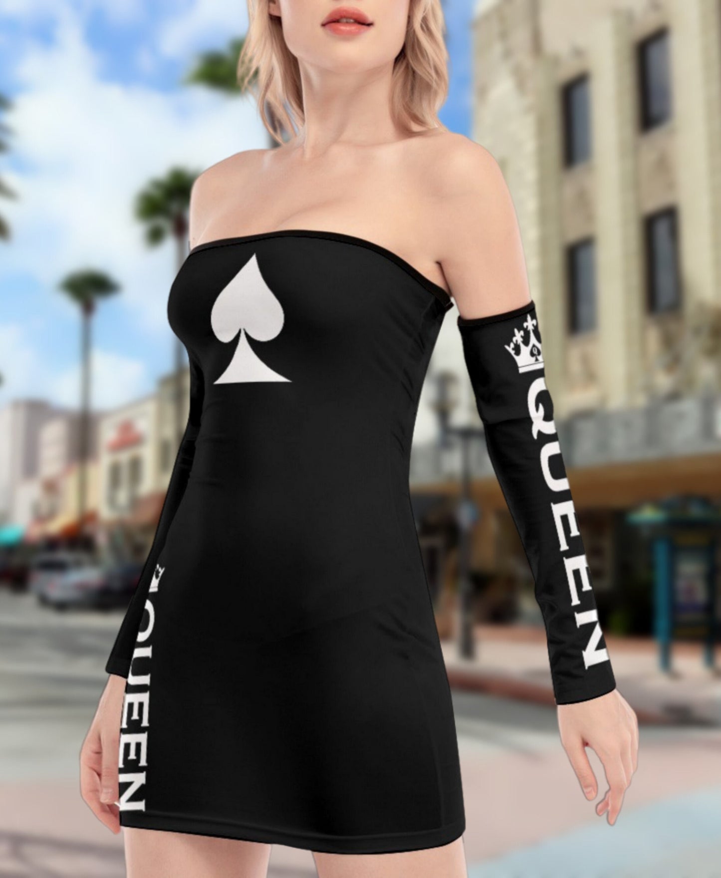 Off-shoulder Back Lace-up Dress QUEEN of SPADES  dress, cuckolding, hotwife dress, qos dress, queen of spades clothing, bbc  dress, bbc