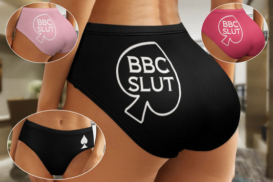 BBC SLUT PANTIES ,6 colors, large size, queen of spades lingerie, cuckolding, hotwife panties, qos thong, panties queen of spades