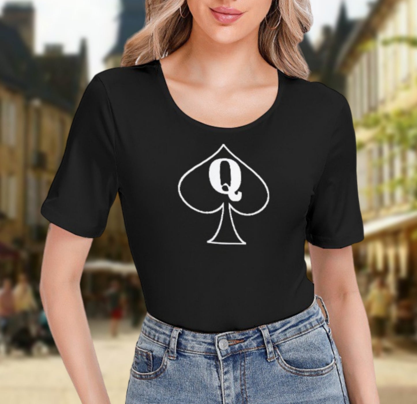 QUENN OF SPADES, Short Sleeve Bodysuit, queen off spades tshirt, qos t-shirt,bbc, Cuckold Womens t-shirt,, slut clothing