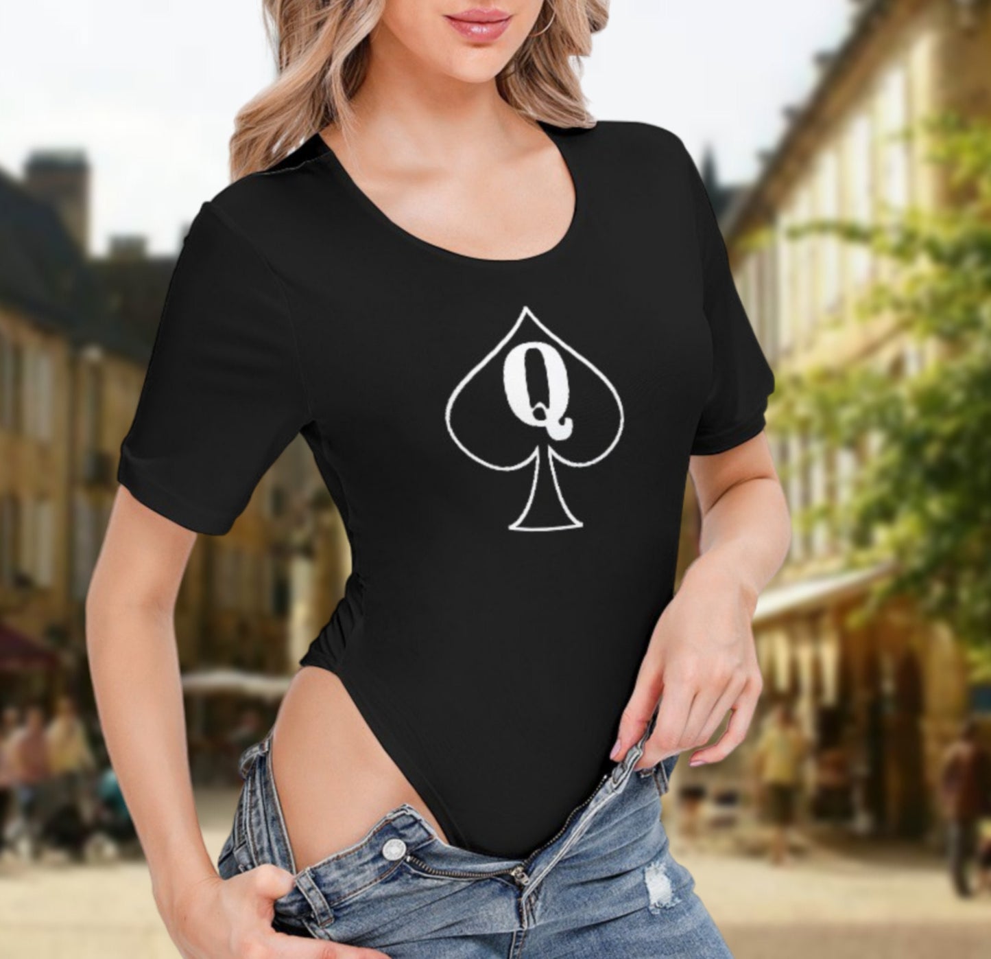 QUENN OF SPADES, Short Sleeve Bodysuit, queen off spades tshirt, qos t-shirt,bbc, Cuckold Womens t-shirt,, slut clothing