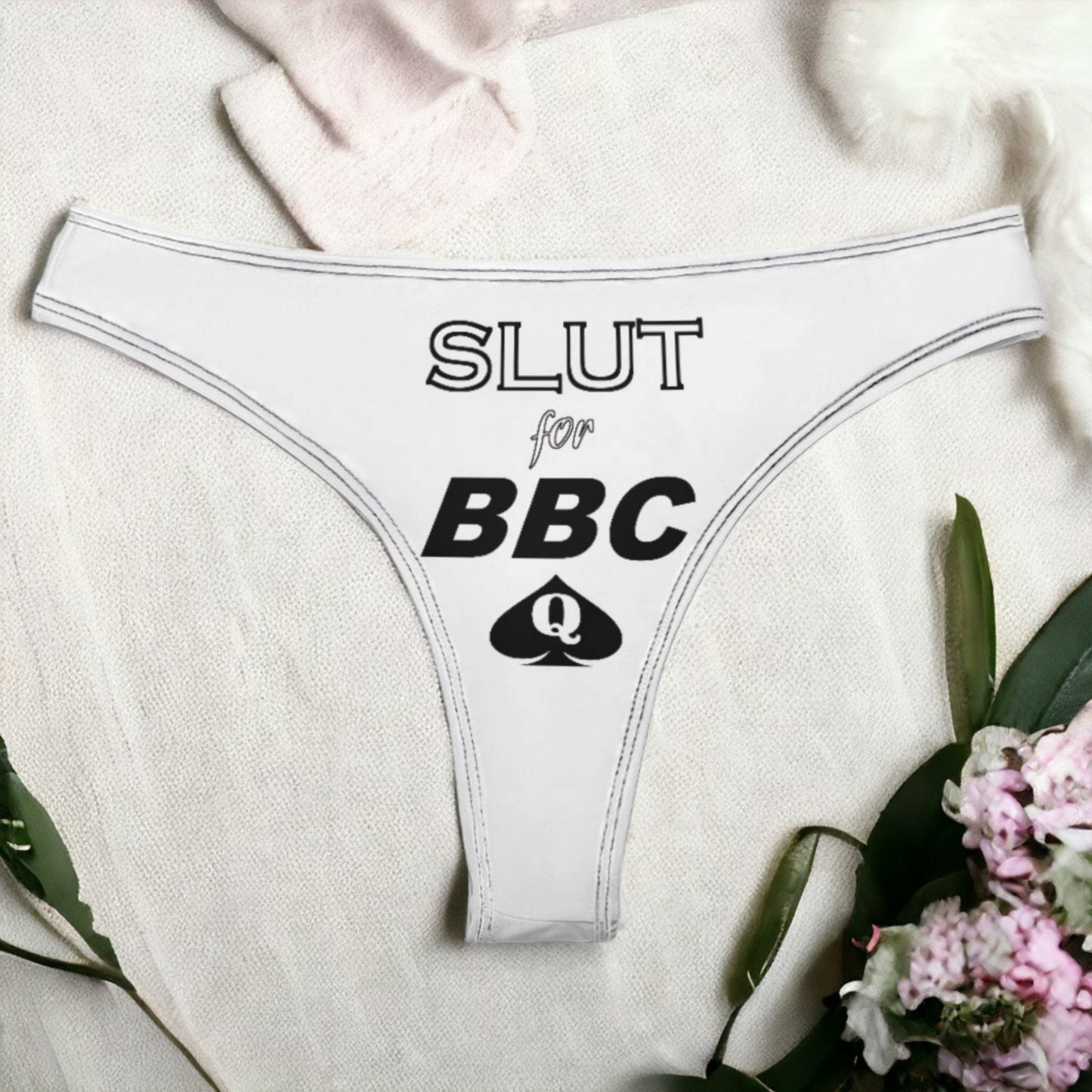 SLUT for BBC Thong, 4 colors, slut clothing, hotwife panties, qos thong, queen of spadess clothing, panties queen of spades, qos.