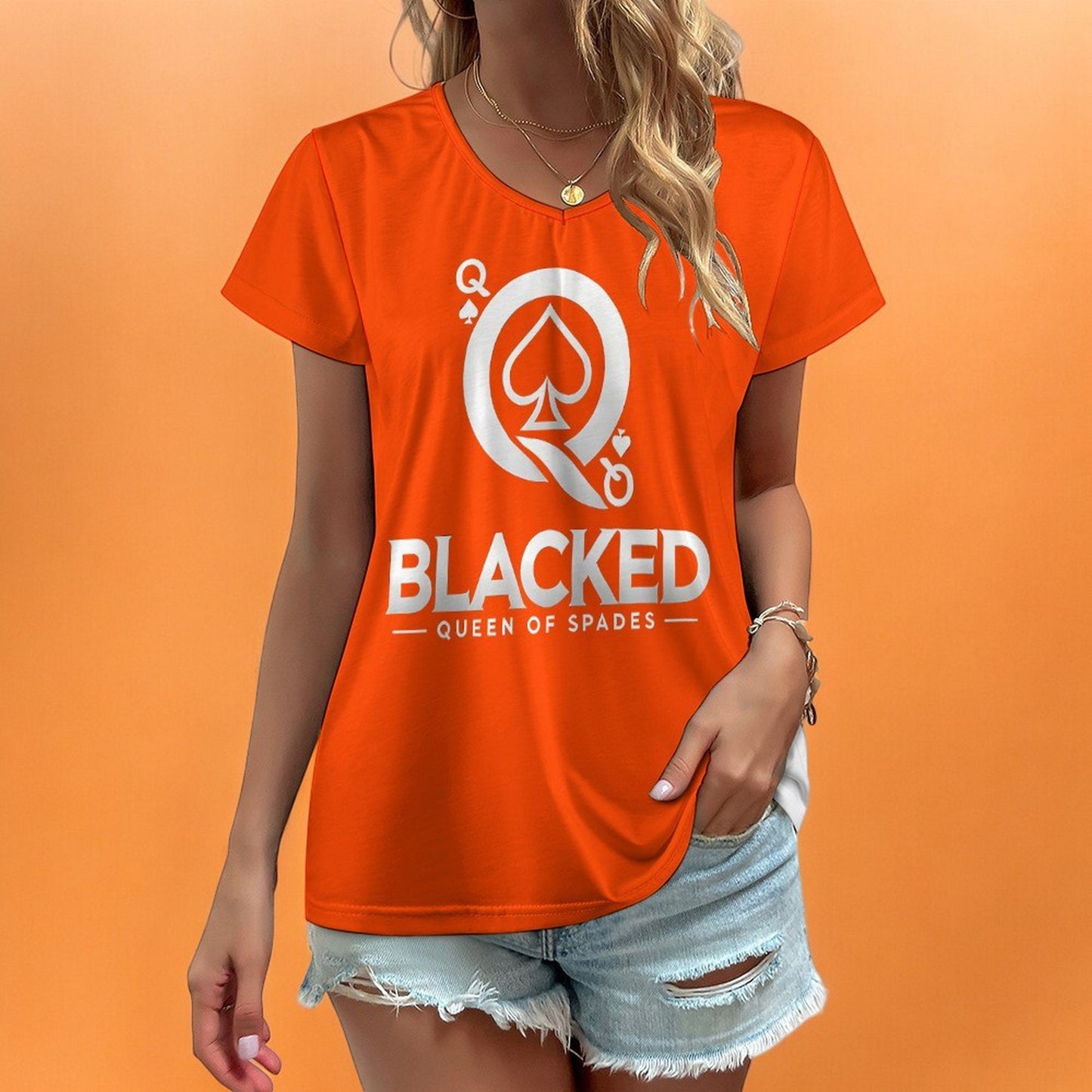 Bold Blacked Queen of Spades T-Shirt - Empowering Women's Casual Tee for Ladies Who Love Intimate Connections with black bull