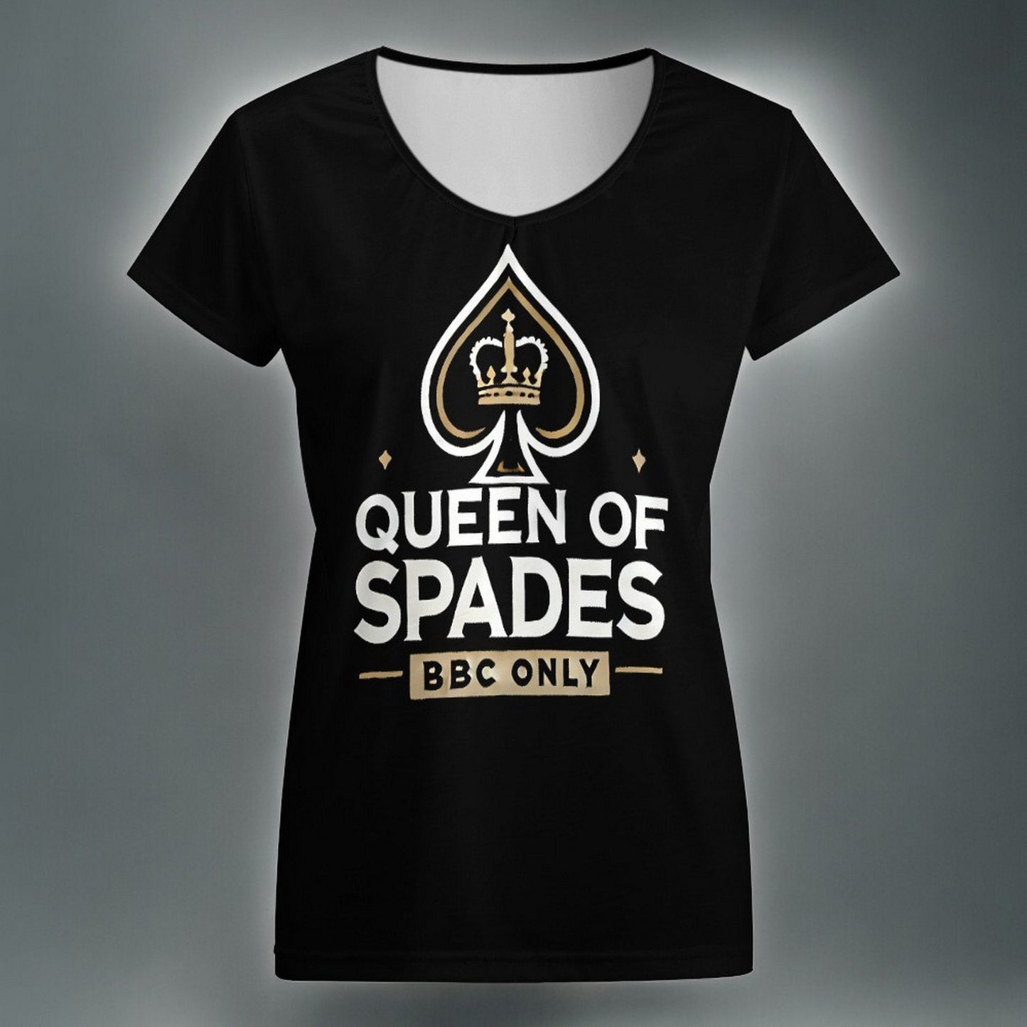 Queen of Spades T-Shirt - Empowering Women's Casual Tee for Ladies Who Love Intimate Connections with black bull