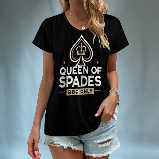 Queen of Spades T-Shirt - Empowering Women's Casual Tee for Ladies Who Love Intimate Connections with black bull