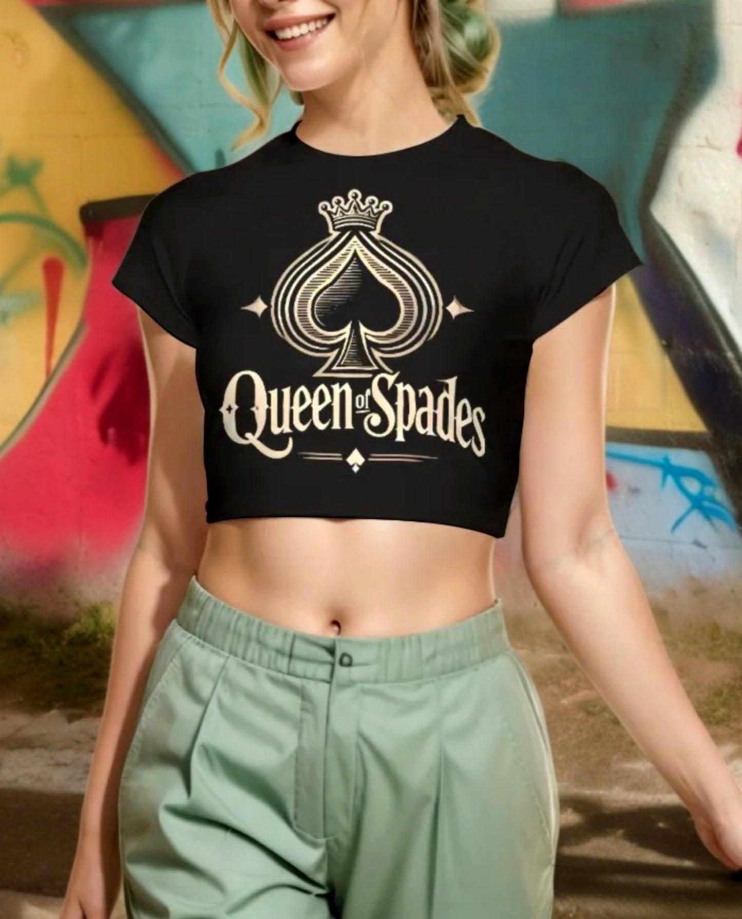 Queen of Spade Cropped Tank Top - QOS T-Shirt for BBC, Cuckold - Sexy Slut Clothing - QOS Top - Queen of Spades T-Shirt"