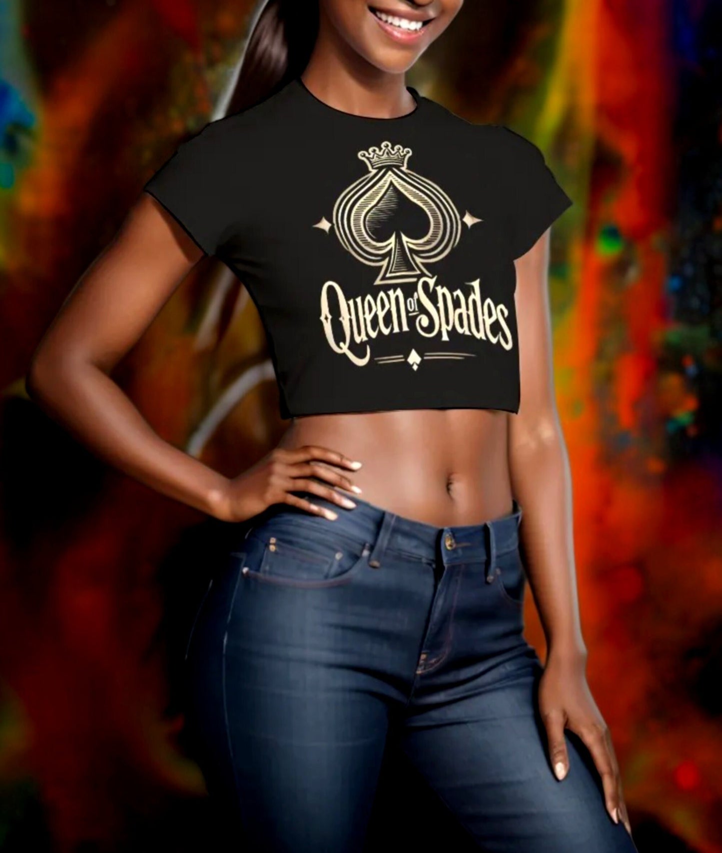 Queen of Spade Cropped Tank Top - QOS T-Shirt for BBC, Cuckold - Sexy Slut Clothing - QOS Top - Queen of Spades T-Shirt"