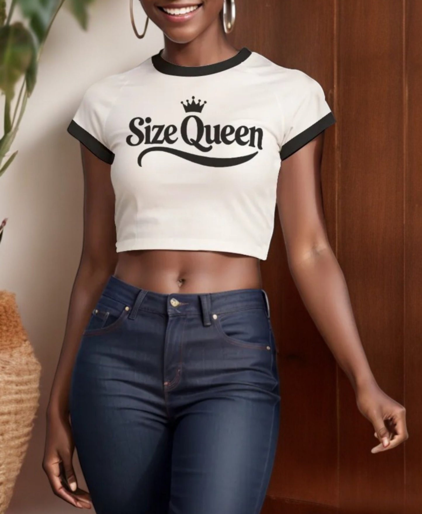 Size Queen Crop-Tank Top - Hotwife, Cuckolding, Naughty Slut Clothing - For Women Who Crave Intense Pleasure - Perfect Hotwife Crop Top