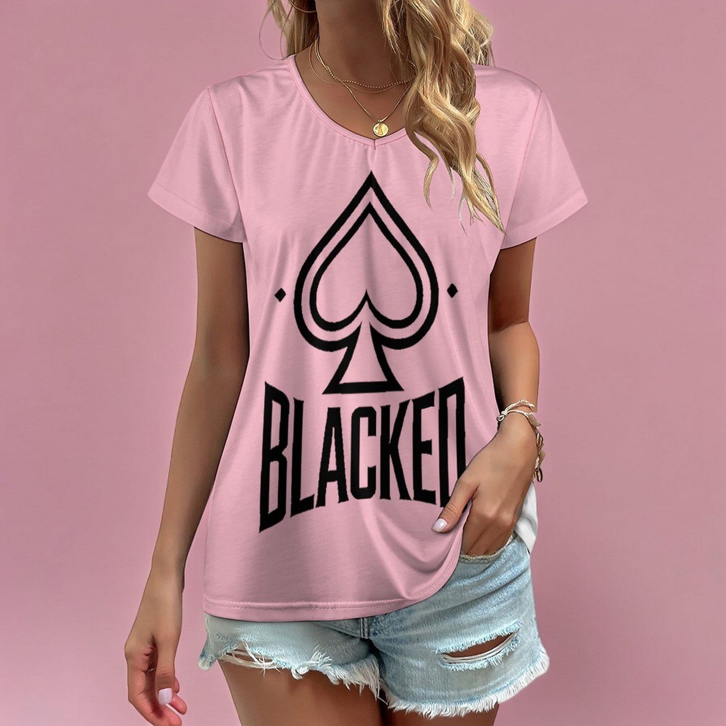 Blacked Queen of Spades T-Shirt - Empowering Women's Casual Tee for Ladies Who Love Intimate Connections with black bull