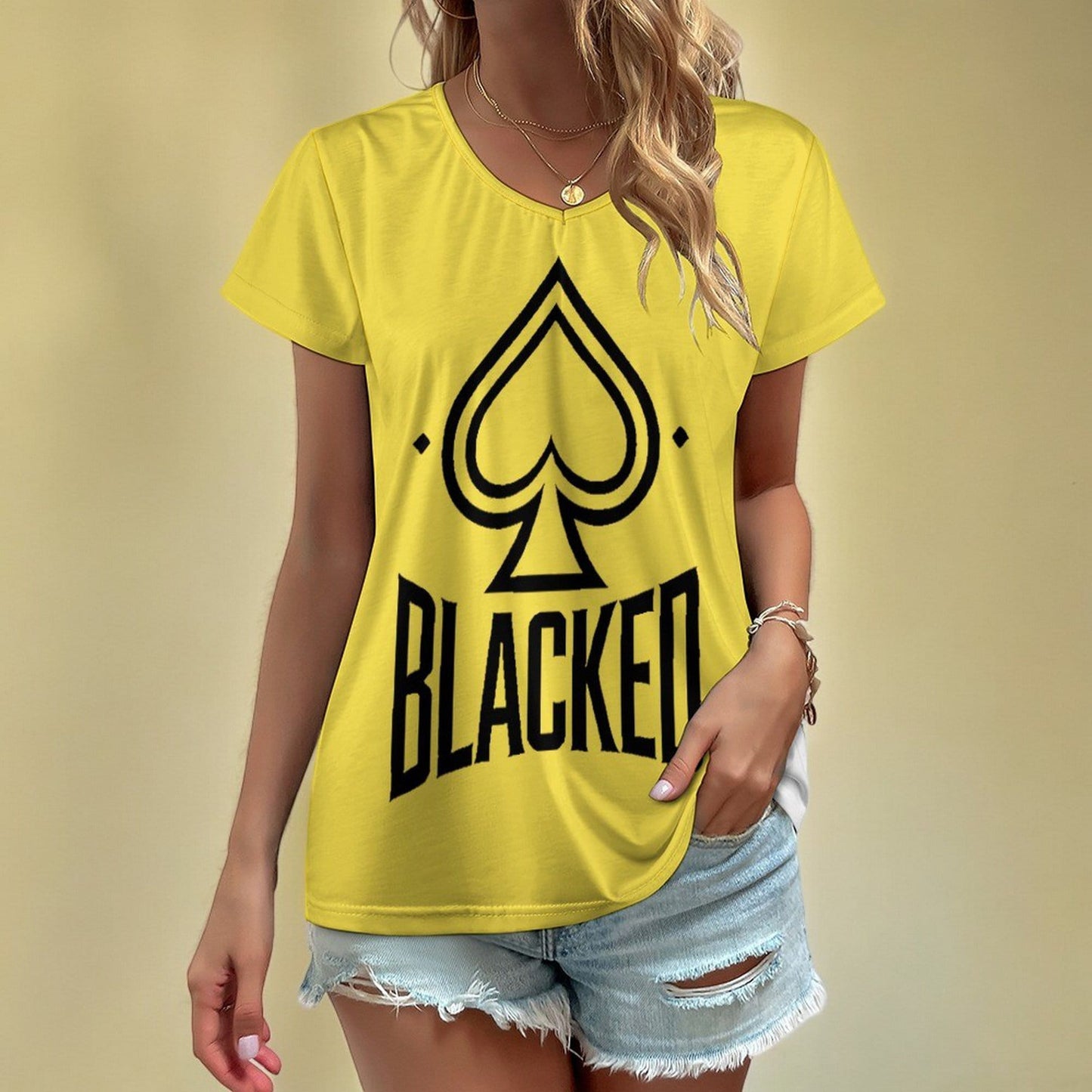 Blacked Queen of Spades T-Shirt - Empowering Women's Casual Tee for Ladies Who Love Intimate Connections with black bull