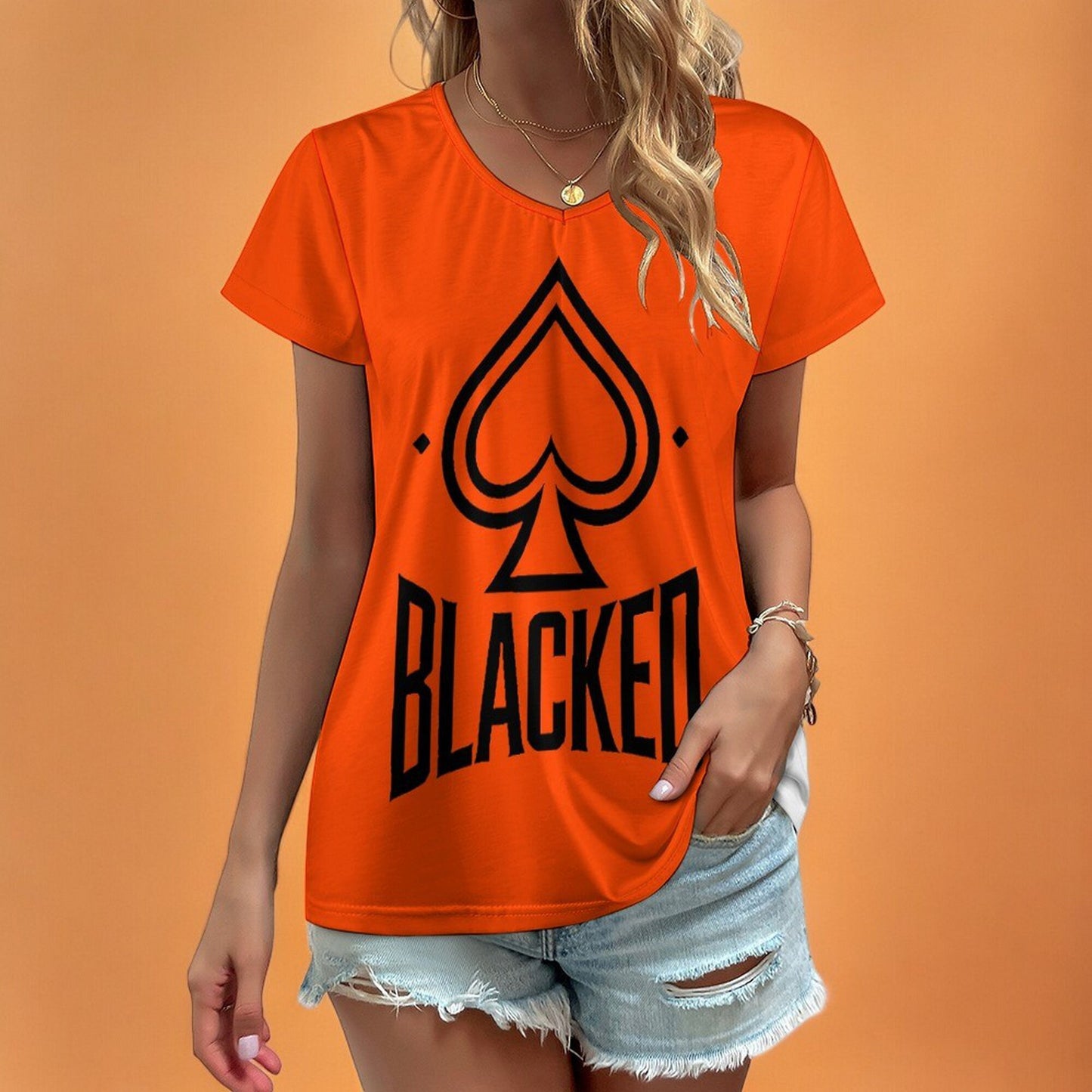 Blacked Queen of Spades T-Shirt - Empowering Women's Casual Tee for Ladies Who Love Intimate Connections with black bull