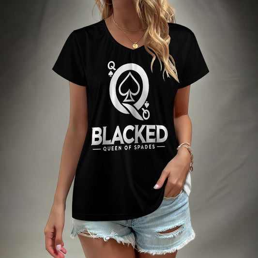 Bold Blacked Queen of Spades T-Shirt - Empowering Women's Casual Tee for Ladies Who Love Intimate Connections with black bull