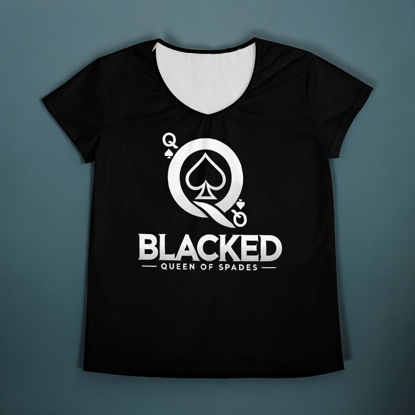 Bold Blacked Queen of Spades T-Shirt - Empowering Women's Casual Tee for Ladies Who Love Intimate Connections with black bull