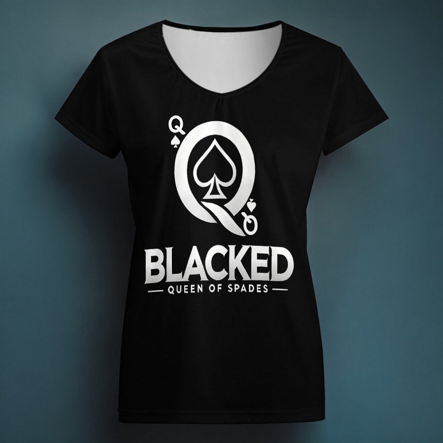 Bold Blacked Queen of Spades T-Shirt - Empowering Women's Casual Tee for Ladies Who Love Intimate Connections with black bull