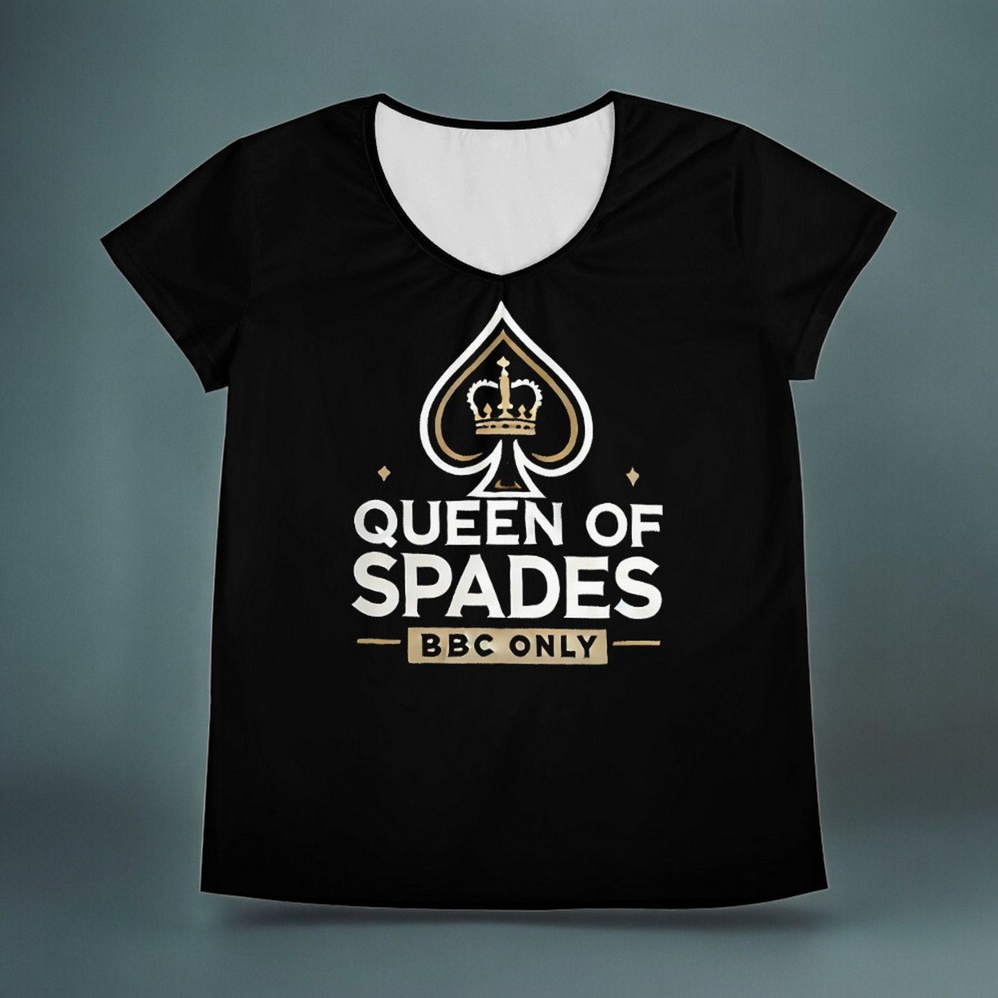 Queen of Spades T-Shirt - Empowering Women's Casual Tee for Ladies Who Love Intimate Connections with black bull