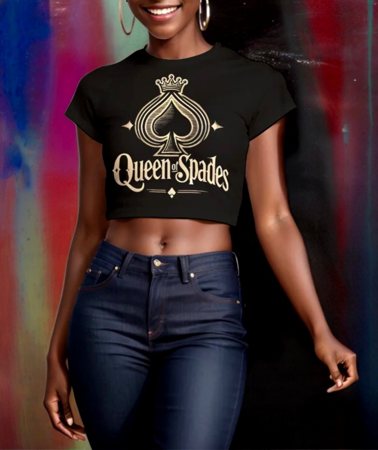 Queen of Spade Cropped Tank Top - QOS T-Shirt for BBC, Cuckold - Sexy Slut Clothing - QOS Top - Queen of Spades T-Shirt"