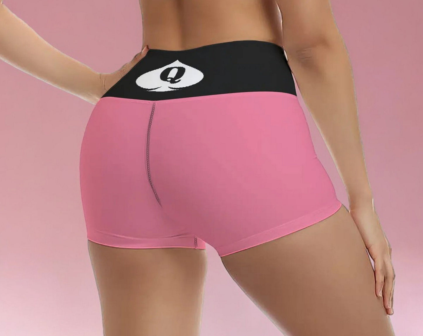 Queen of Spades Yoga Shorts - 6 Colors, Fitness & Hotwife Apparel, High-Waist, Breathable Fabric, Perfect for Cuckolding Lifestyle