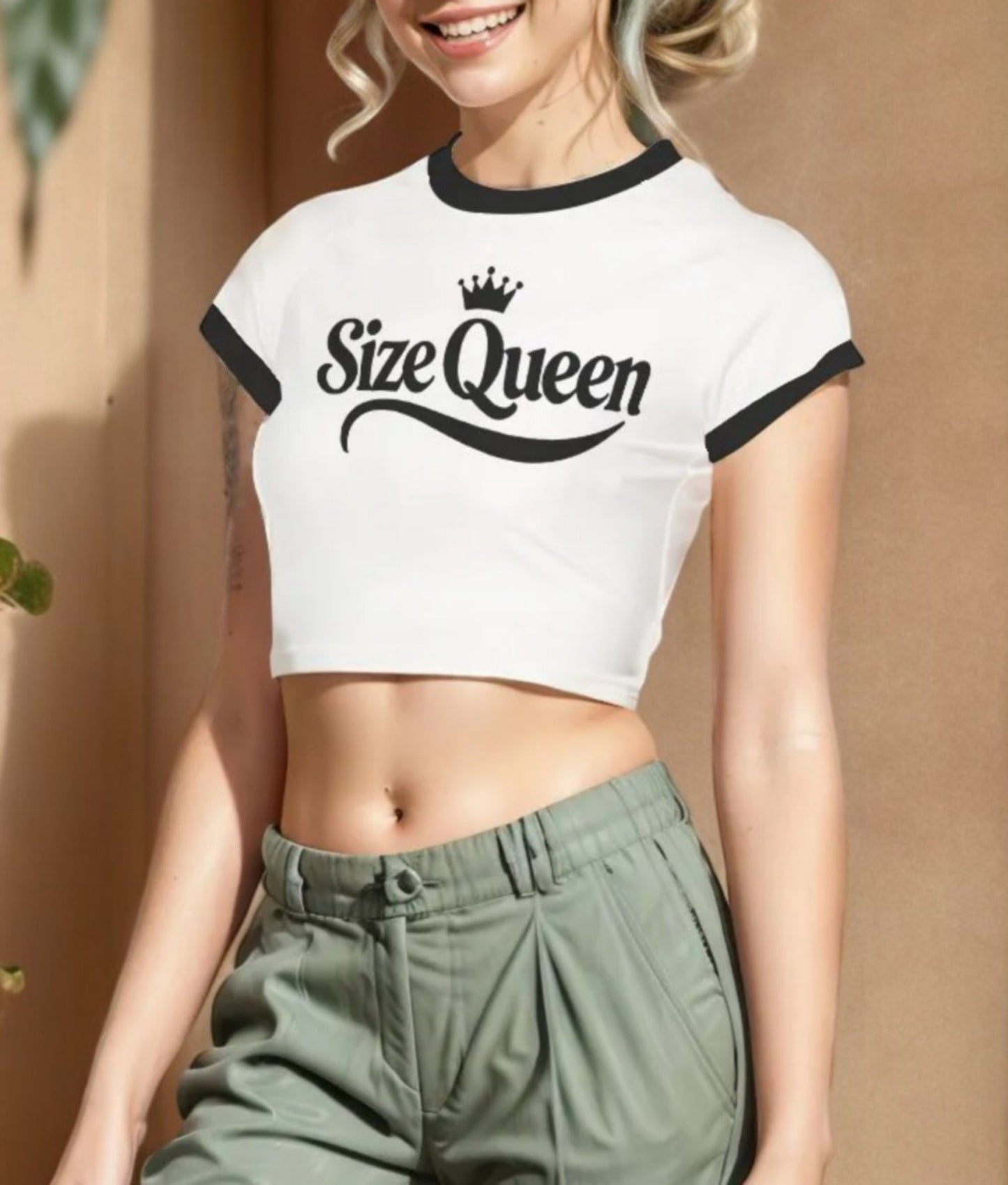 Size Queen Crop-Tank Top - Hotwife, Cuckolding, Naughty Slut Clothing - For Women Who Crave Intense Pleasure - Perfect Hotwife Crop Top