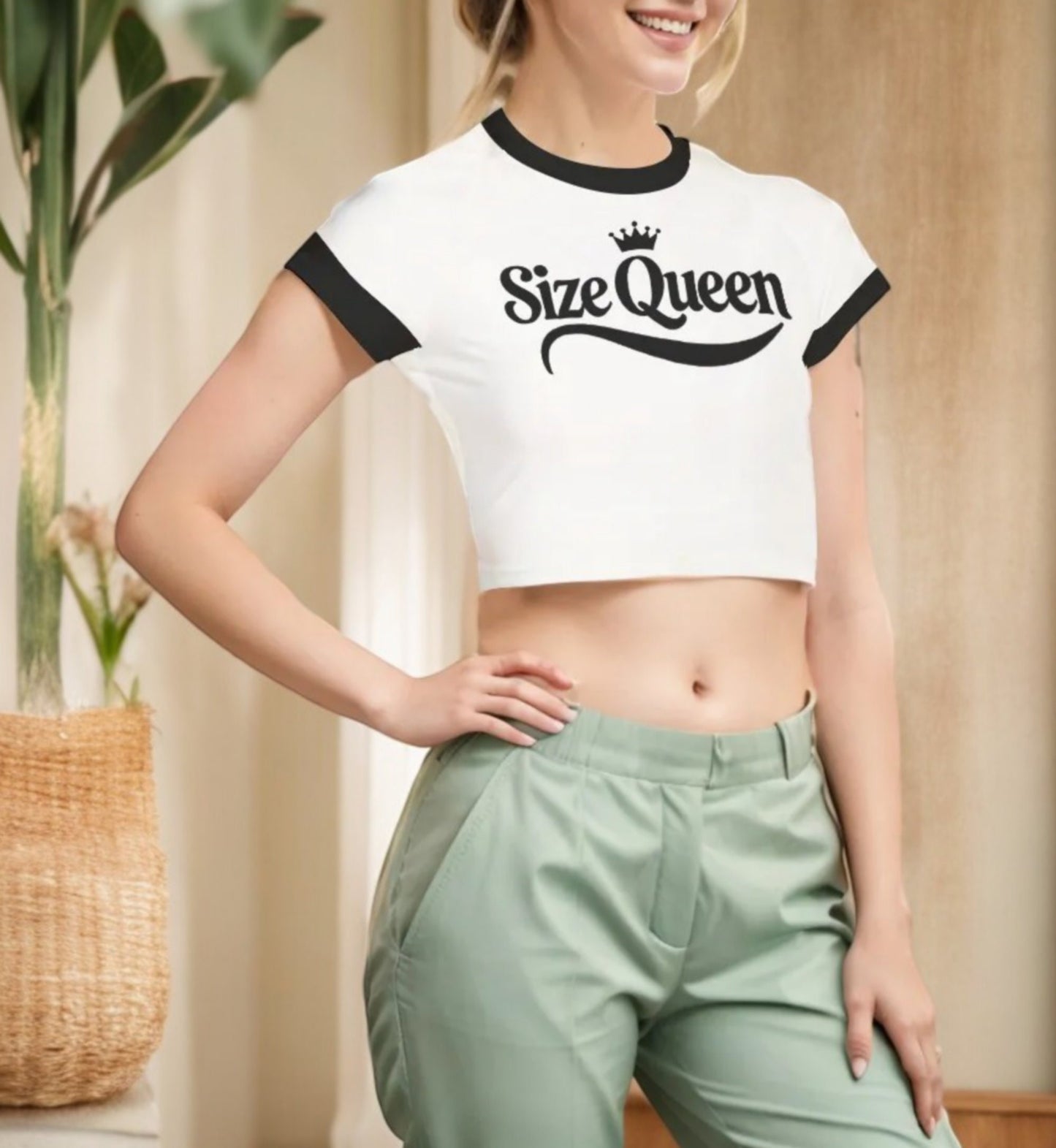 Size Queen Crop-Tank Top - Hotwife, Cuckolding, Naughty Slut Clothing - For Women Who Crave Intense Pleasure - Perfect Hotwife Crop Top