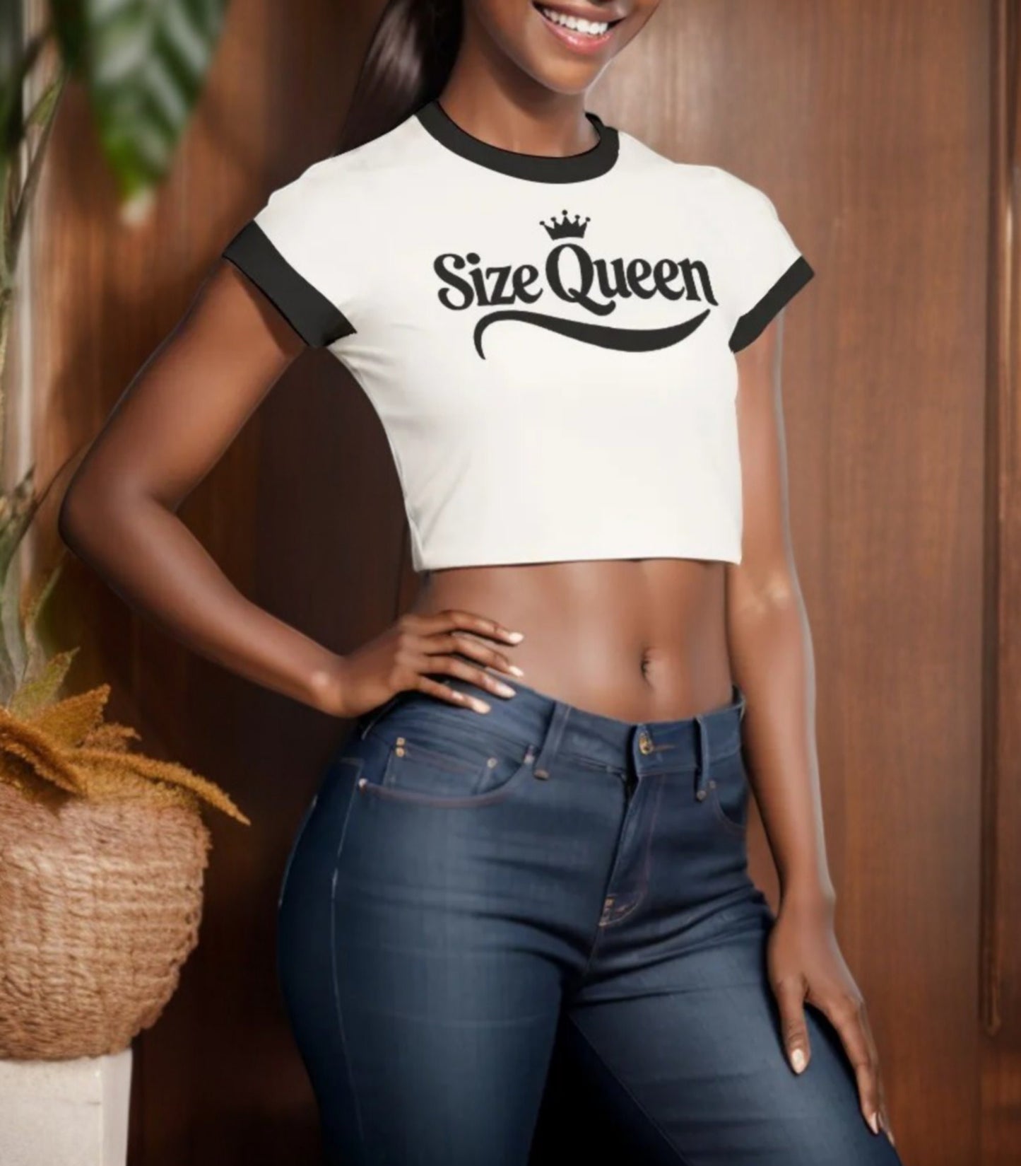 Size Queen Crop-Tank Top - Hotwife, Cuckolding, Naughty Slut Clothing - For Women Who Crave Intense Pleasure - Perfect Hotwife Crop Top