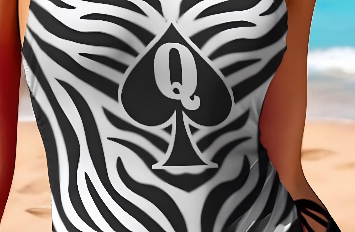 Zebra Queen of Spades Swimsuit – Sexy & Daring Hotwife Bikini