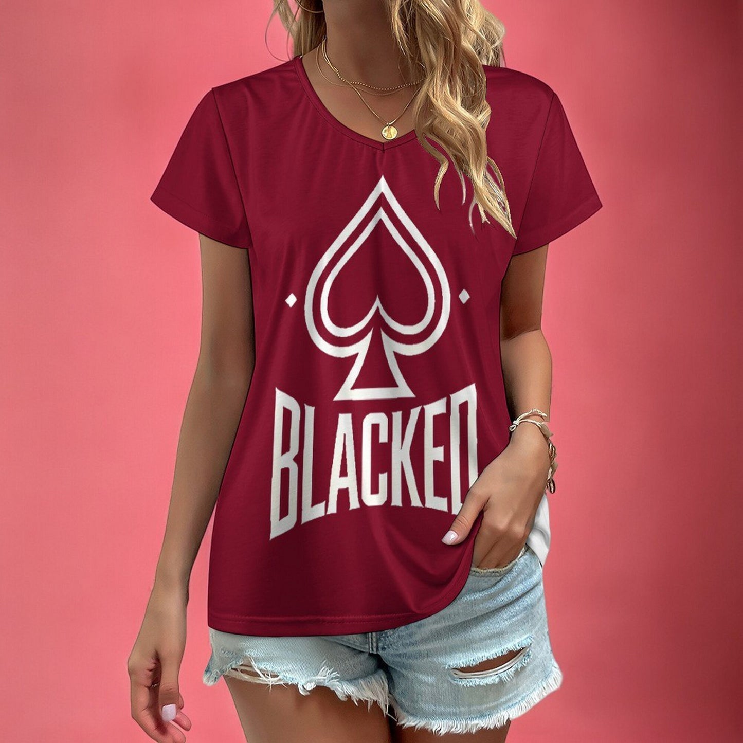 Blacked Queen of Spades T-Shirt - Empowering Women's Casual Tee for Ladies Who Love Intimate Connections with black bull