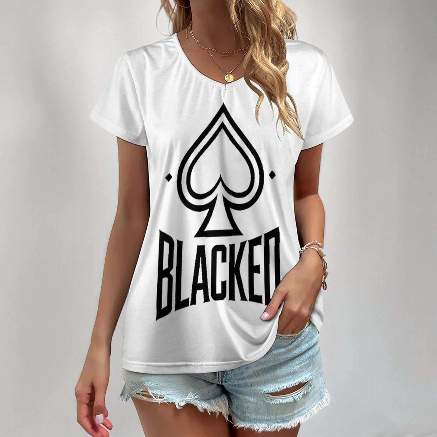 Blacked Queen of Spades T-Shirt - Empowering Women's Casual Tee for Ladies Who Love Intimate Connections with black bull