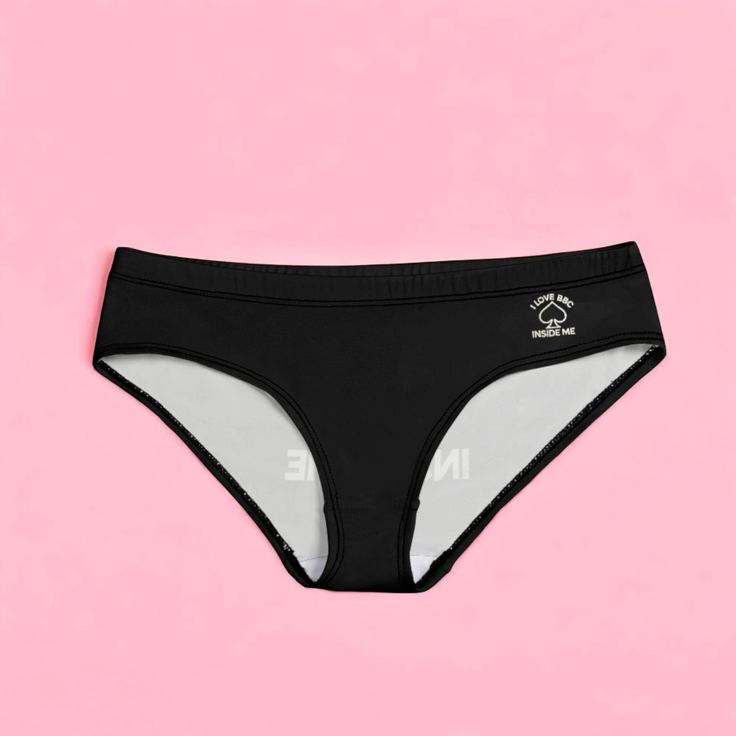 Queen of Spades Hotwife Panties - 'I Love BBC Inside Me' - Sexy Black Lingerie, Perfect for Bold Women Embracing the Hotwife Lifestyle