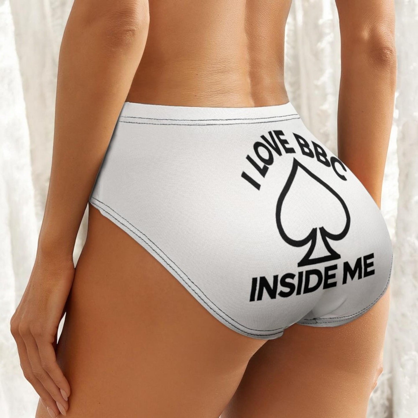 Queen of Spades Hotwife Panties - 'I Love BBC Inside Me' - Sexy Black Lingerie, Perfect for Bold Women Embracing the Hotwife Lifestyle