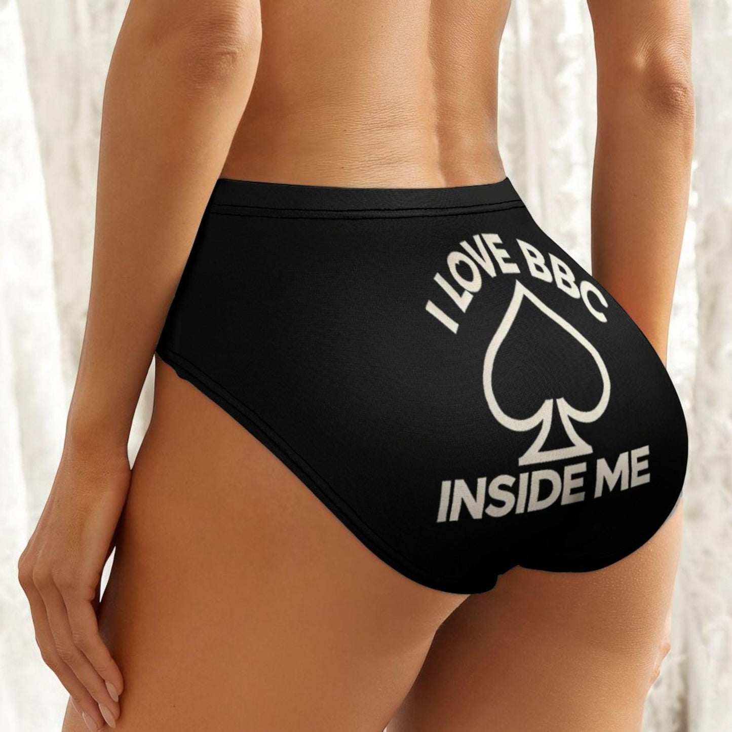 Queen of Spades Hotwife Panties - 'I Love BBC Inside Me' - Sexy Black Lingerie, Perfect for Bold Women Embracing the Hotwife Lifestyle