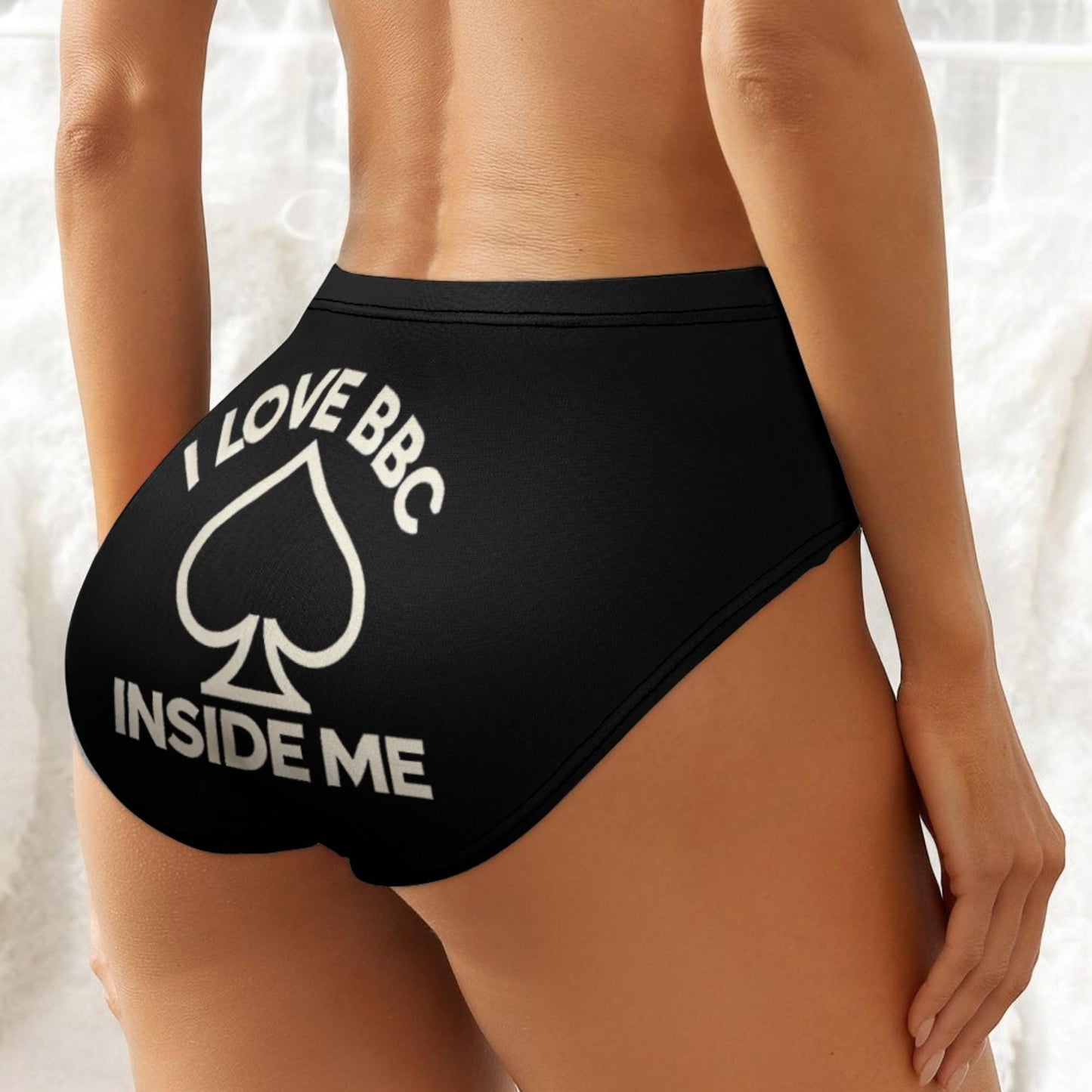 Queen of Spades Hotwife Panties - 'I Love BBC Inside Me' - Sexy Black Lingerie, Perfect for Bold Women Embracing the Hotwife Lifestyle