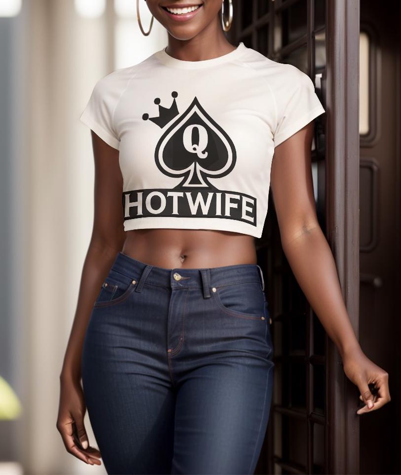 Queen of Spade Hotwife Crop-Tank Top - Sexy Hotwife Queen Spade Emblem, Flirty and Bold Design, Perfect for Spicy Date Nights & Parties