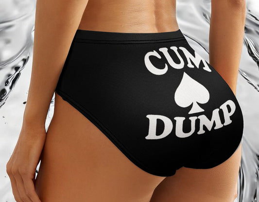 CUM DUMP High Waist Panties, 5 Colors, Plus Size Available, Queen of Spades Lingerie, Cuckold Hotwife Intimates, QOS Thong, Sexy Erotic Wear