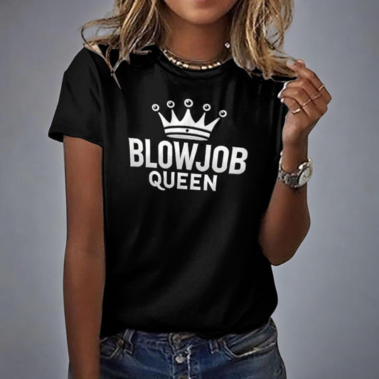 BLOWJOB QUEEN T-SHIRT - Seductive Hotwife Tease Top, Oral Temptress Apparel, Bold and Sexy Statement Shirt for Kinky Queens, 100% Cotton