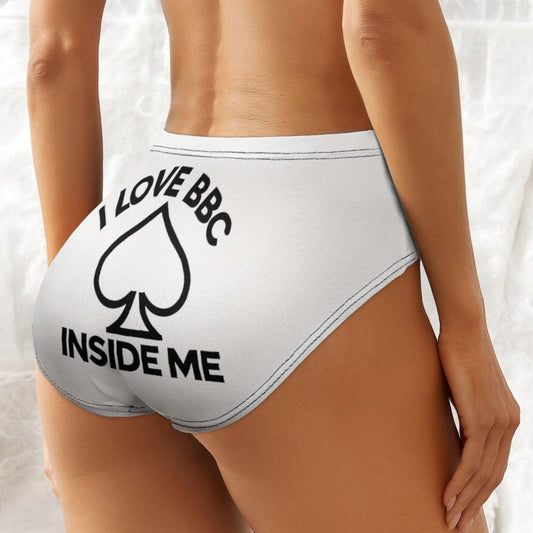 Queen of Spades Hotwife Panties - 'I Love BBC Inside Me' - Sexy Black Lingerie, Perfect for Bold Women Embracing the Hotwife Lifestyle