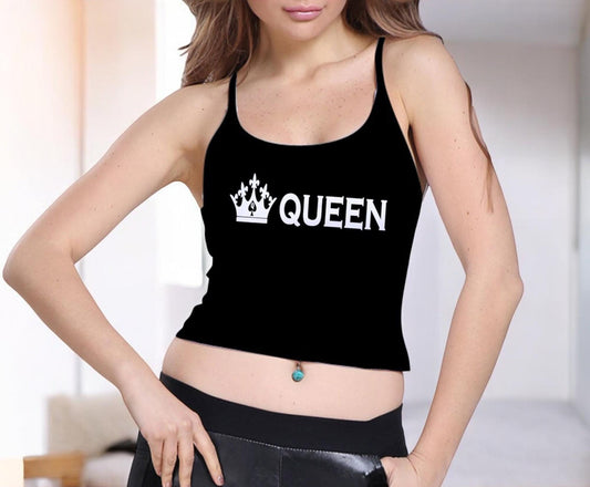 Queen of Spades Hotwife Spaghetti Strap Bra Top - Sexy Lingerie for Hotwife Lifestyle Bold Empowering Apparel Cuckold Roleplay Kinky Fashion